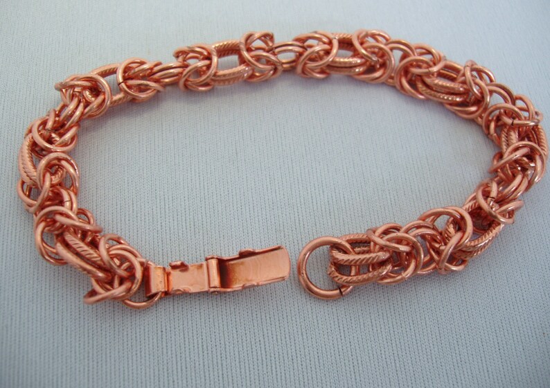 Bright Color Red Copper Chain Maille Mail Charm Bracelet 7 inches 18cm long Secure Clasp sku#66