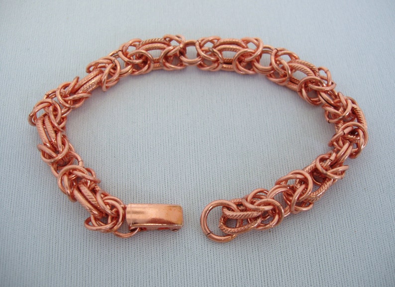Bright Color Red Copper Chain Maille Mail Charm Bracelet 7 inches 18cm long Secure Clasp sku#66