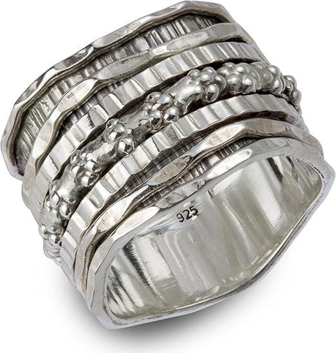Energy Stone “ANGELIC” Meditation Spinning Ring With 5 Outer Spinners ...
