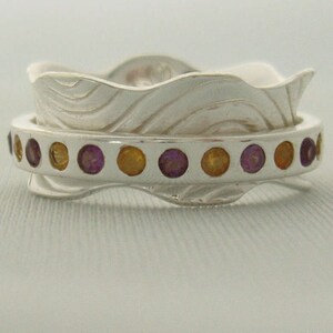 SELF CONNECTION - Pretty Amethyst and Citrine High Polish Meditation Spinner Ring by Energy Stone (Style# US25)