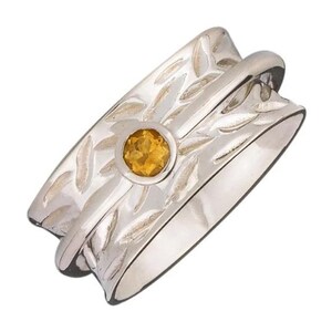 Bague de méditation en argent et citrine de miel, pierre d'énergie, chakra, facettes 5 mm (style # USA26-CIT)