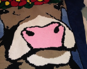 Karen's Cow Afghan Pattern Grid