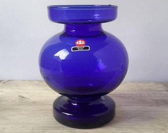 Ingrid Glass vase, mid century vase, Ingrid vase blue, vase Glashütte, collectible glass, Christmas gift, designer vase, mid century home decor
