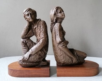 Mid century modern, Mid century statues, bookends, Mid century sculpture, mcm home, midcentury art, mcm art, wedding gift, 60s
