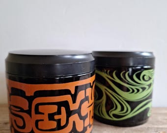 Set van 2 opaline voorraadpotten, voorraadpotten, 70s voorraadpotten, Valkenswaard Opaline, 70s keukenpotten, 70s keuken,  kerstcadeau, 70s