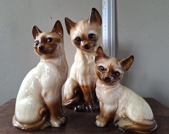 Large, Cat ceramic, cat family, mid-century cat statue, collectible cats, Christmas gift, cat collecting, cat statues, cat lover, mcm