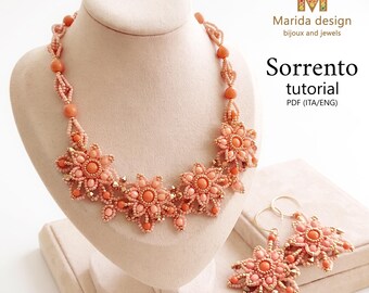 SORRENTO Jewelry Set Beading Tutorial PDF | Necklace and Earrings Bead Weaving Pattern