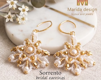 SORRENTO bridal earrings Tutorial | Bead weaving pattern