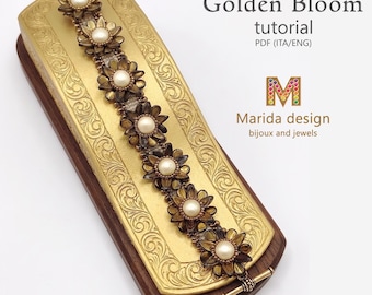 Beaded Floral Bracelet GOLDEN BLOOM Tutorial | Bead weaving pattern