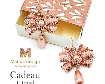 CADEAU Bow Earrings PDF Tutorial | Peyote Stitch Bead Weaving Pattern