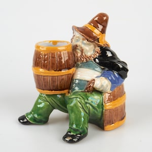 Antique 1870-80s Joseph Holdcroft figural majolica pottery toothpick holder.