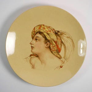 Antique 1880s Minton hand painted pottery plate after Henri Grevedon.