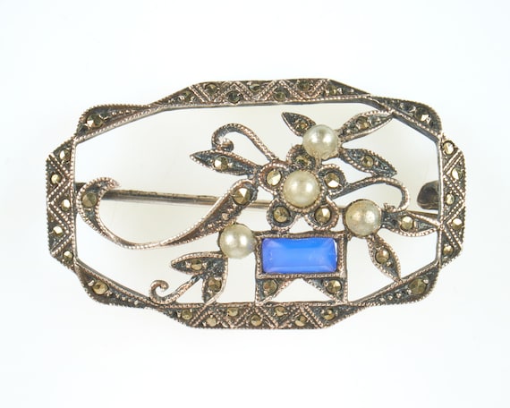 Vintage 1920-30s German Art Deco silver marcasite