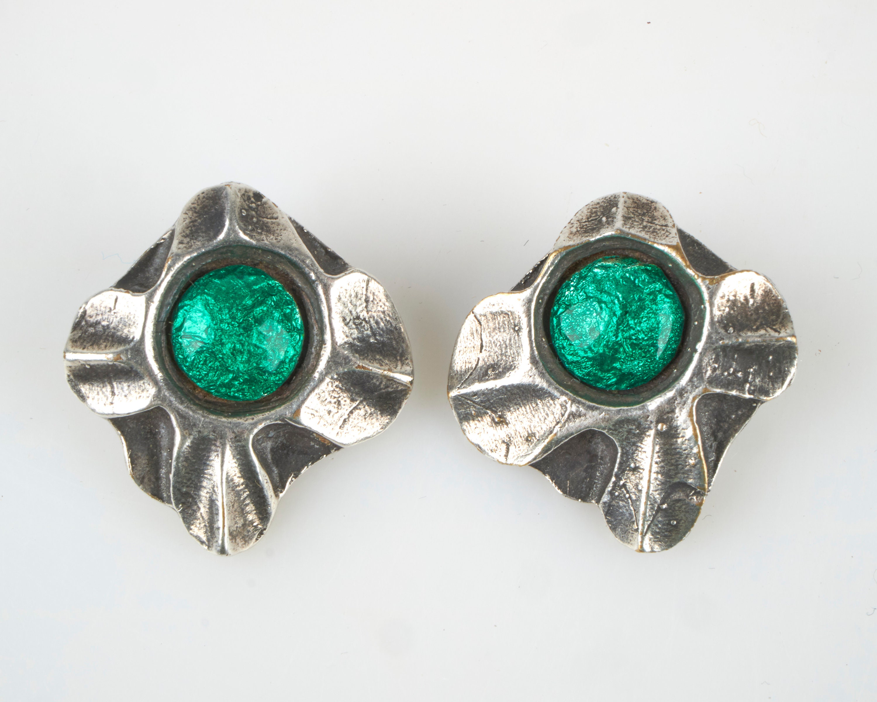 Boucles D'oreilles Vintage Brutalistes - Doré, Clips, Sans Marque, Occasion