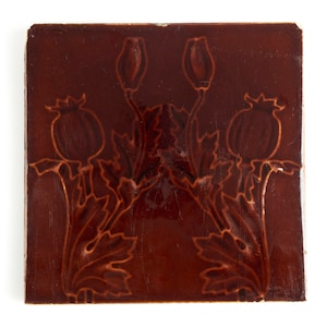 Antique 1900s Corn Bro’s Art Nouveau poppy seed pod pottery tile