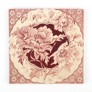 Antique 1890s Sherwin and Cotton Victorian pink poppy pottery tile.