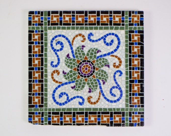 Antique Mintonvictorian Mosaic Pottery Tile C.1880 Etsy