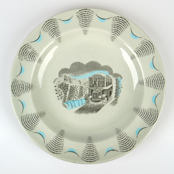 Reserved for Colin<<<<1950s Wedgwood Travel series Bus pottery plate designed by Eric Ravilious