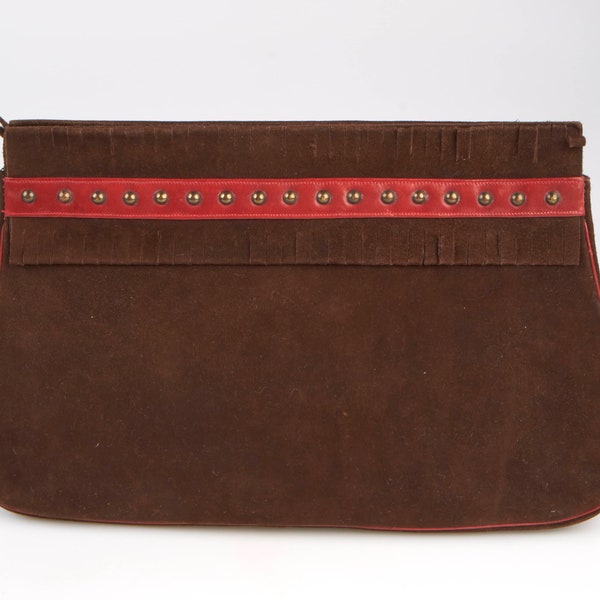Vintage 1950’s Brown Suede Clutch Bag.