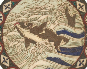 日本のアンティーク 明治時代 (1868-1912) の七宝焼きブロンズ皿