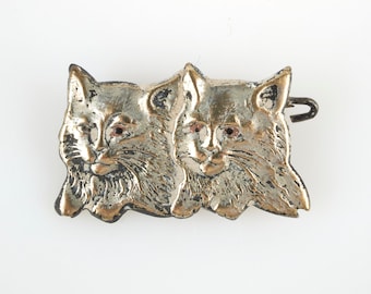 Broche de gatito plateado vintage.