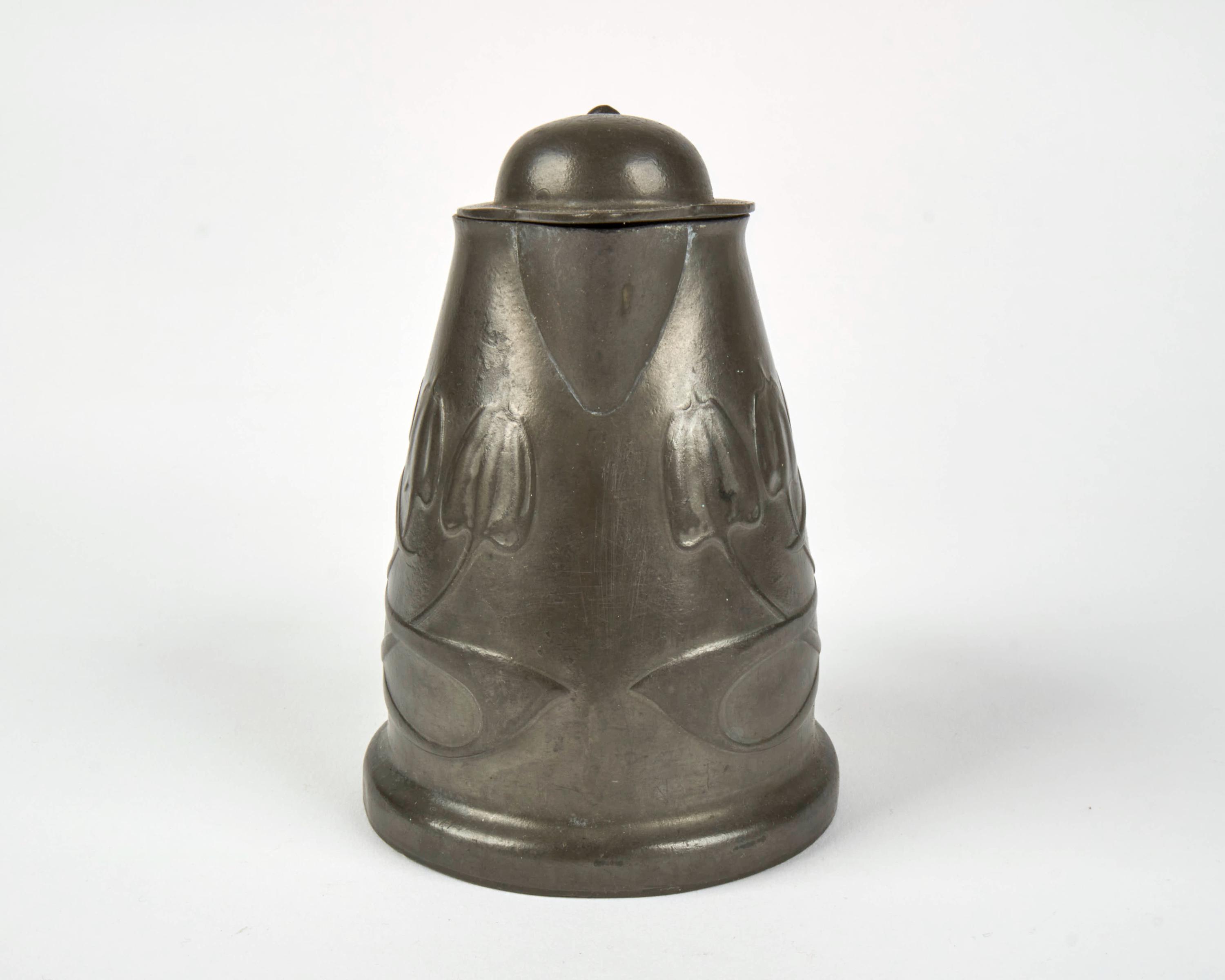Antique 1900s Liberty & Co Arts and Crafts 0958 Pewter Jug