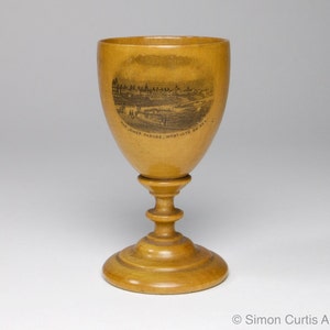 Antique Mauchline Ware The Lower Parade, Westgate on Sea Souvenir treen  egg cup holder.