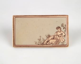 Antike Macintyre Ästhetische Bewegung 1880er Jahre Keramik Menühalter / Ortsname und Vase.