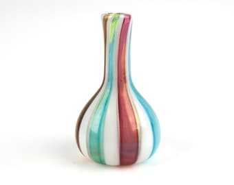 Vintage 1950s Fratelli Toso Satin Rainbow glass vase.