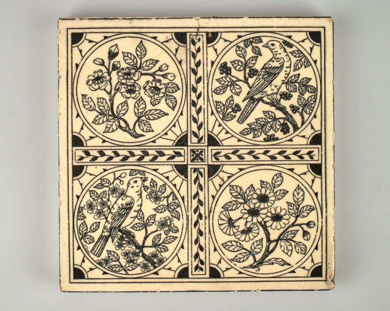 MINTON SYMMETRICAL DESIGN ENGLISH AESTHETIC MAJOLICA VICTORIAN TILE