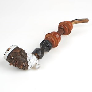 Antique 19th century double face enamelled pottery smokers pipe.