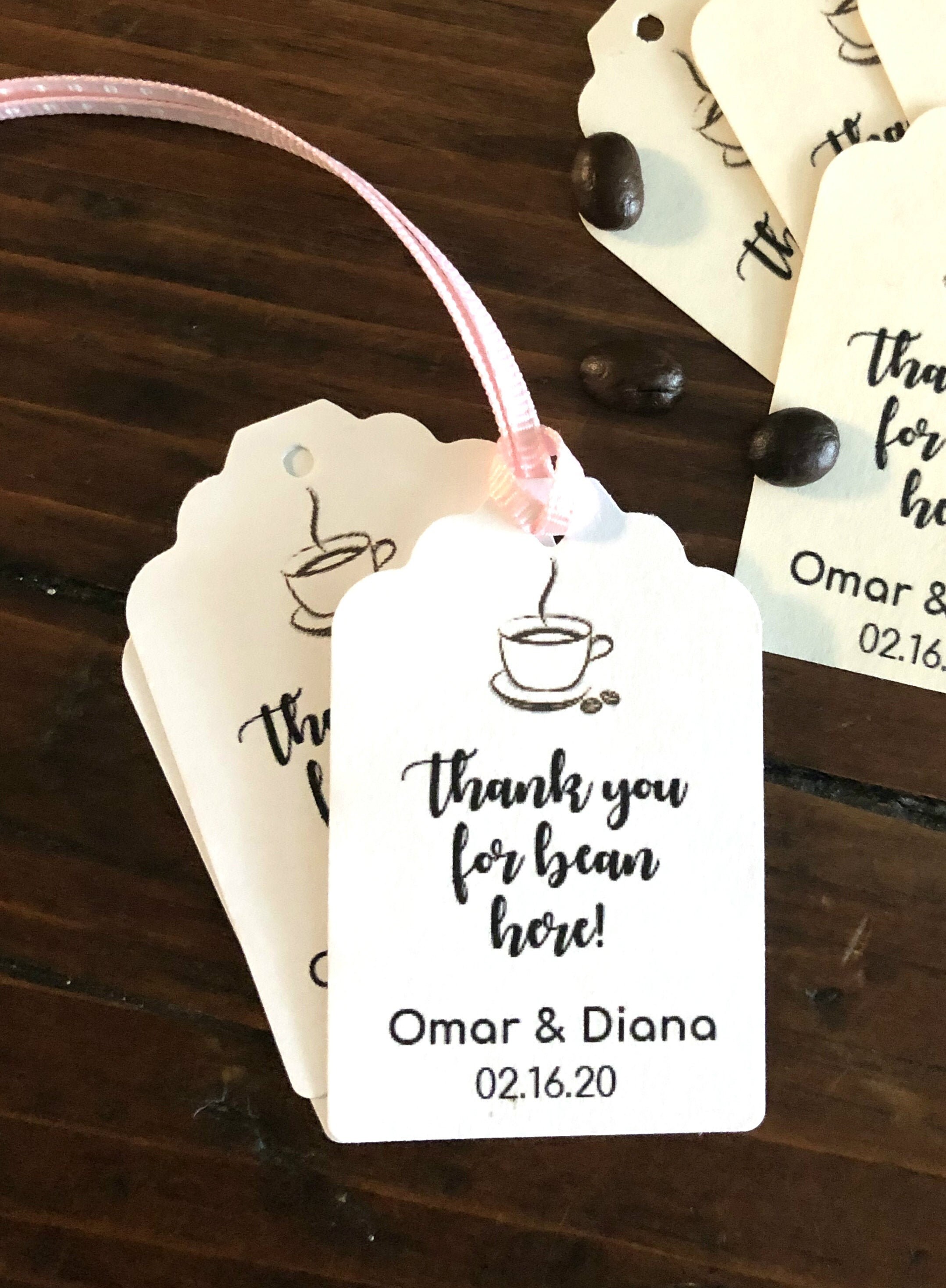 Thank you for bean hereparty favor tagscoffee bean Etsy