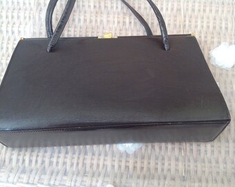 Original Vintage 1960's Brown Kelly Style Handbag
