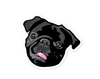 Pugmojis pug stickers cute black pugs by Inkpug fawn and black pug sticker sheets fawn and black pug planner stickers