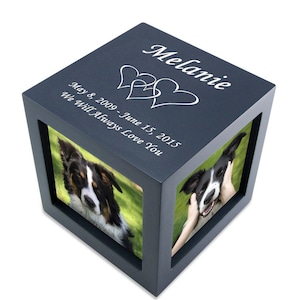 Navy Blue Rotating Photo Cube Pet Cremation Urn - 3 Sizes Available