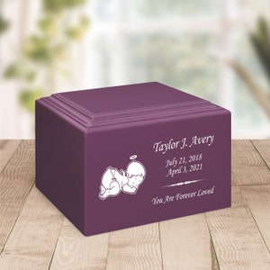Sleeping Angel Baby Infant Child Stonewood Cremation Urn - Cultured Wood