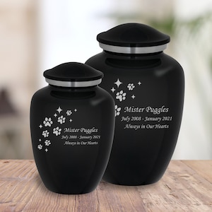 Sparkle Paws Pet Cremation Urn - Pet Memorial - 2 Sizes & 7 Colors Available
