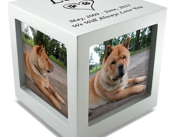 Silver Rotating Photo Cube Pet Cremation Urn - 3 Sizes Available