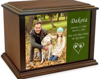 Personalized Custom Photo Pet Urn - Eternal Reflections Wood Cremation Urn for Ashes - Customizable Urn - 3 Sizes to Choose from