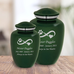 Infinity Paw Pet Cremation Urn - Pet Memorial - 2 Sizes & 7 Colors Available
