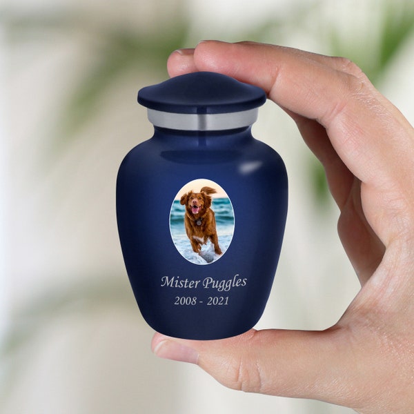 Custom Photo Pet Keepsake Cremation Urn for the Sharing of Ashes - 7 Colors Available