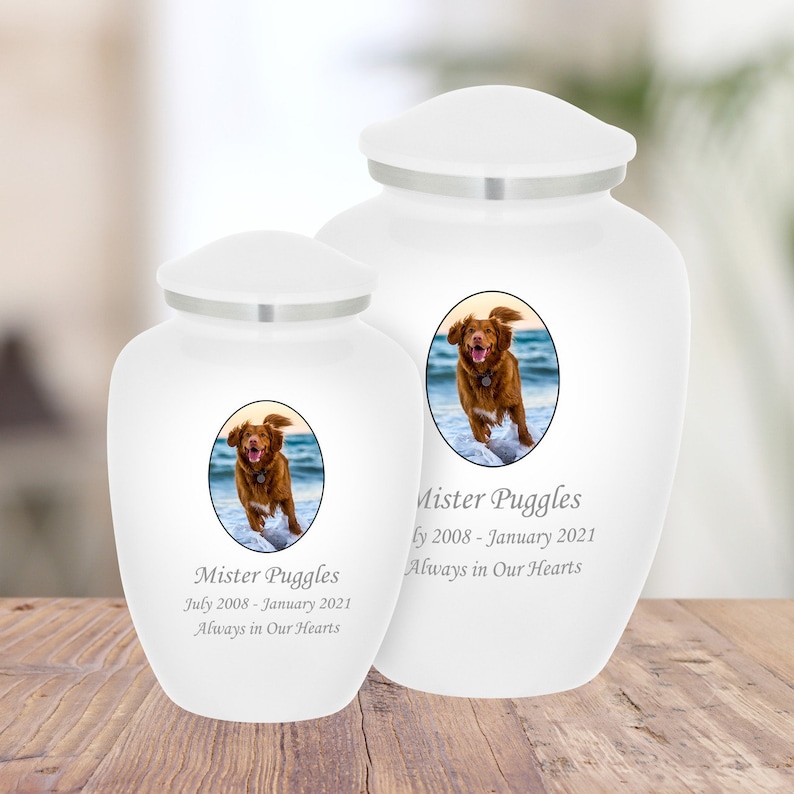 Custom Portrait Pet Cremation Urn for Ashes - 2 Sizes and 7 Colors to Choose From image 7