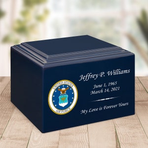 Air Force Color Emblem Stonewood Cremation Urn - Cultured Wood