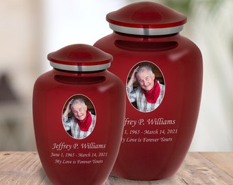 Personalized Full Color Portrait Cremation Urn - 2 Sizes and 7 Colors