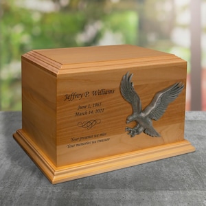 Eagle Applique Diplomat Solid Cherry Wood Cremation Urn