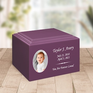 Custom Photo Baby Infant Child Stonewood Cremation Urn - Cultured Wood