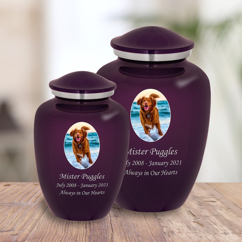 Custom Portrait Pet Cremation Urn for Ashes - 2 Sizes and 7 Colors to Choose From image 4