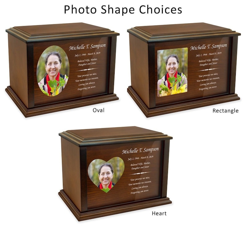 Personalized Dedication Eternal Reflections Wood Urn - Cremation Urn for Human Ashes - Customized Urn - 4 Sizes and 3 Designs to Choose from afbeelding 2