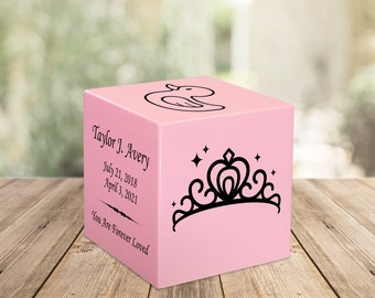 Tiara Baby Infant Child Stonewood Cube Cremation Urn - Cultured Wood