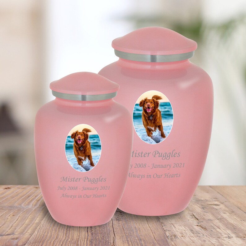 Custom Portrait Pet Cremation Urn for Ashes - 2 Sizes and 7 Colors to Choose From image 2